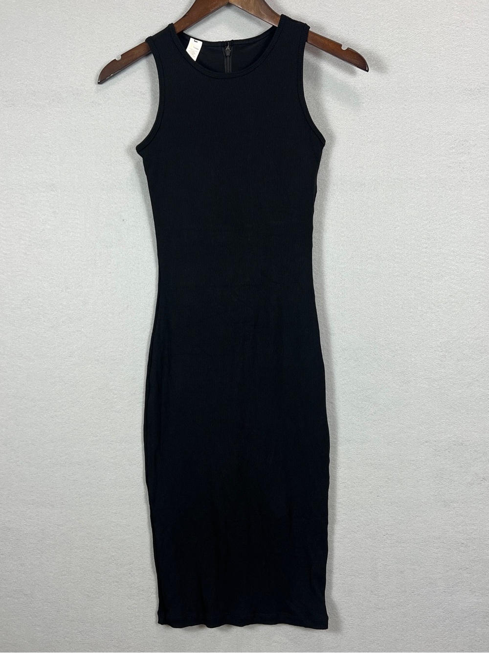 Popilush Shapewear Modal Tummy Control Midi Dress Black Ribbed Women M